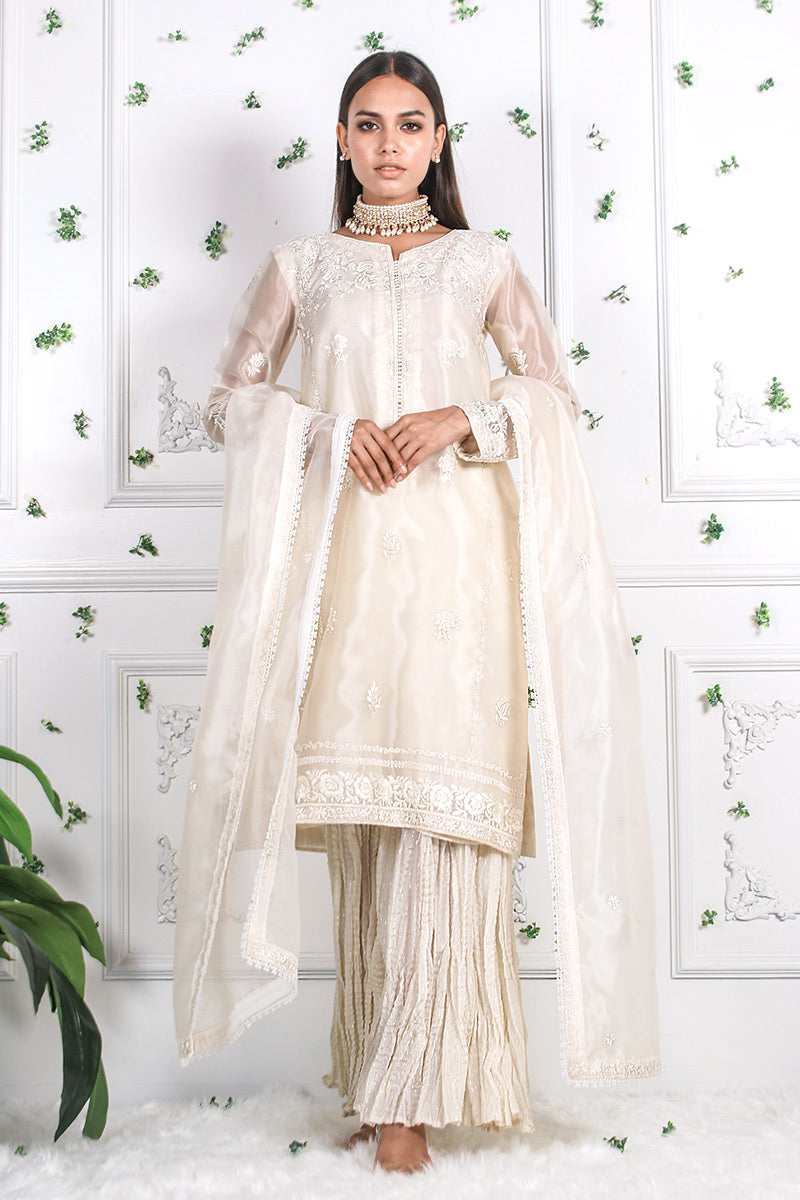 Crema - Embroidered shirt with pants