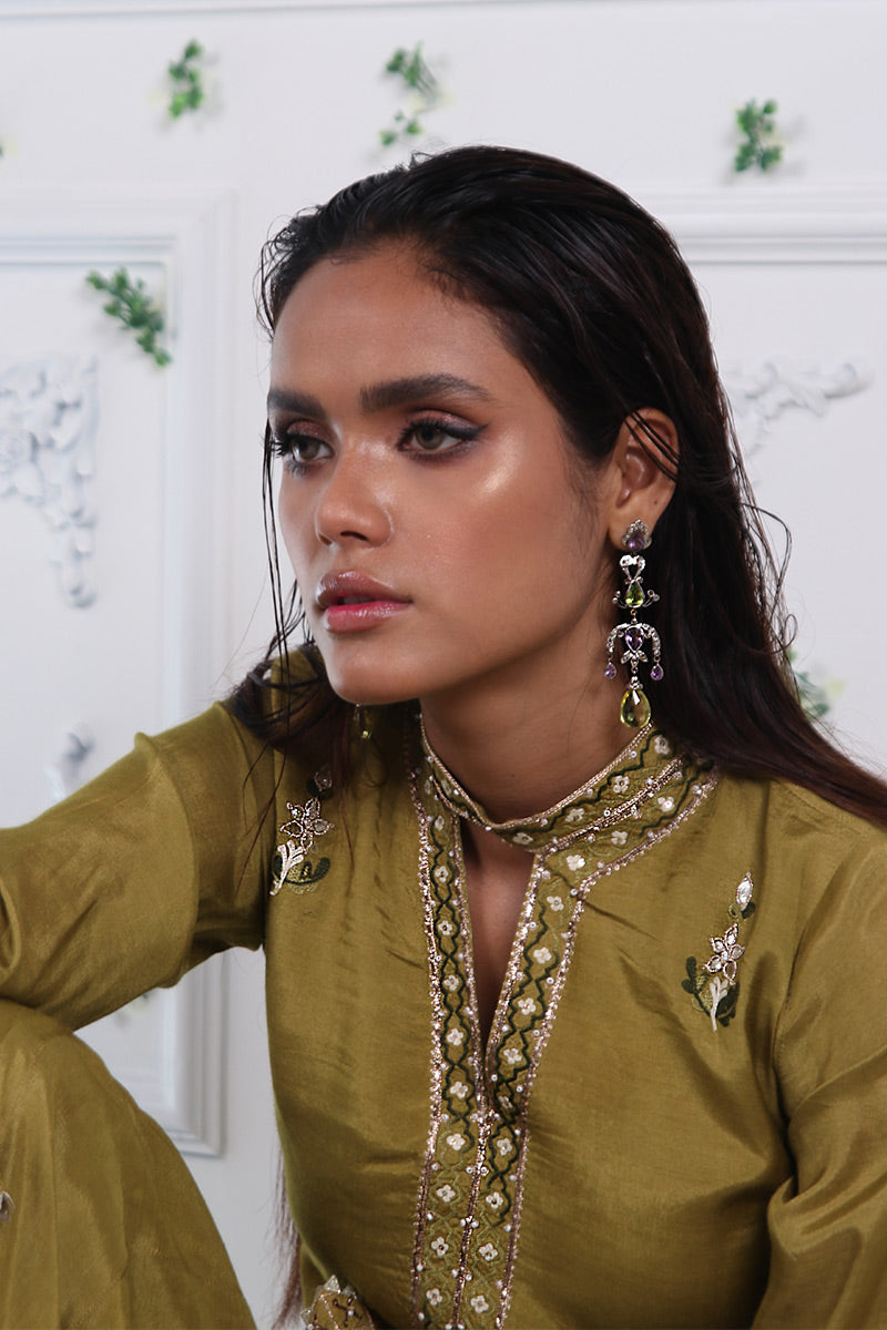 Ethnic Shamrock - Short shirt with dhaka pants