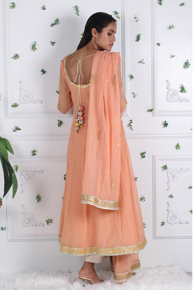 Peach Paradise - Peshwas with straight pants