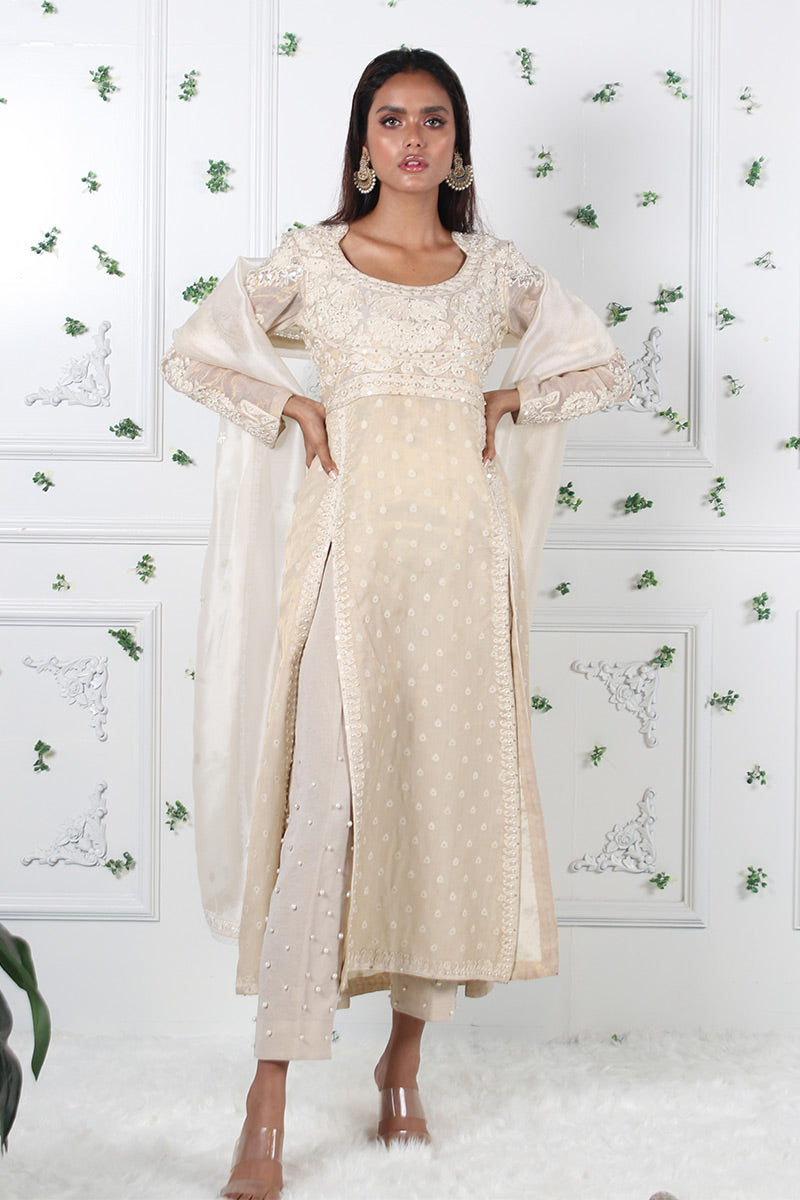 Princess Fit - Embellished Shirt with Dupatta