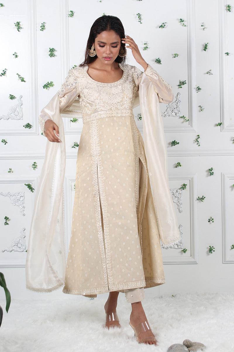 Princess Fit - Embellished Shirt with Dupatta