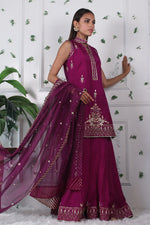 Cerise Fusion - Embellished shirt with dhaka pants