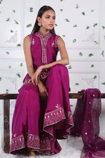 Cerise Fusion - Embellished shirt with dhaka pants
