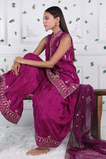 Cerise Fusion - Embellished shirt with dhaka pants