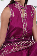 Cerise Fusion - Embellished shirt with dhaka pants