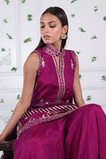 Cerise Fusion - Embellished shirt with dhaka pants
