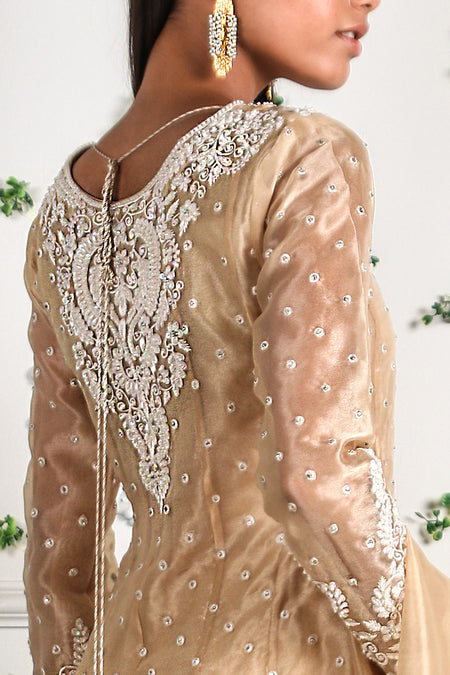 Fine Gild - Embellished shirt with crushed pants