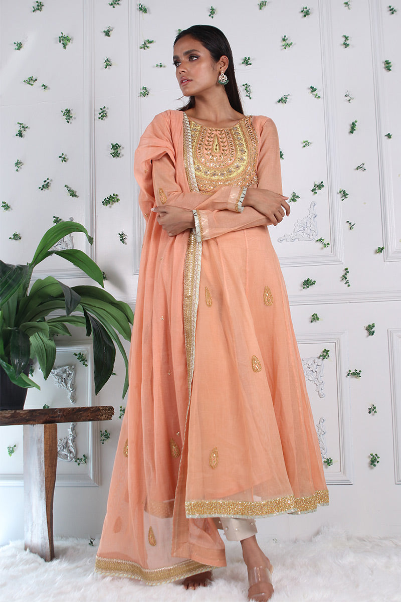Peach Paradise - Peshwas with straight pants