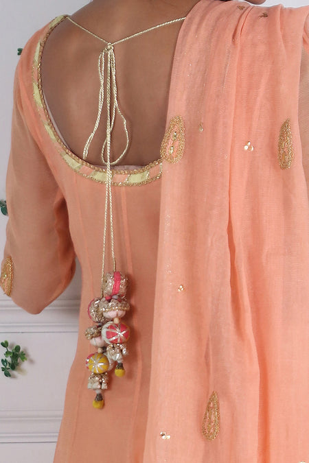 Peach Paradise - Peshwas with straight pants
