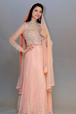Ramsha Khan in Coral embellished Angarkha.